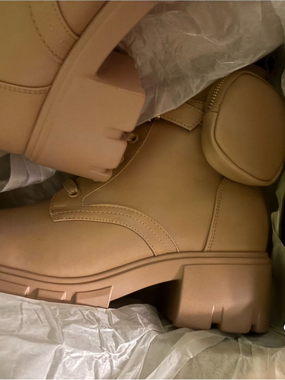 Women’s Chunky Combat Boots in Tan
